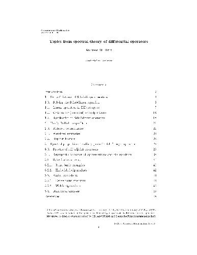 Topics From Spectral Theory of Differential Operators