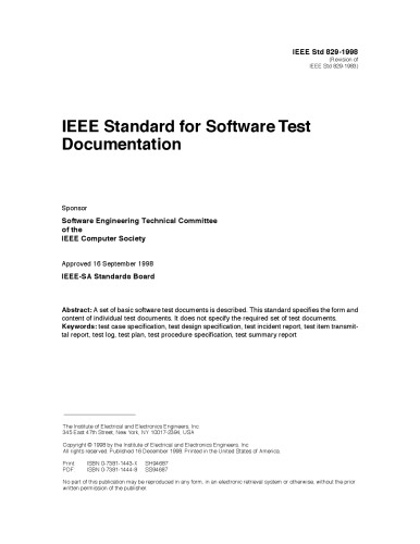 IEEE Standard for Software Testing Documentation