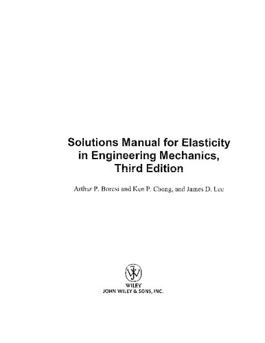 Solutions Manual for Elasticity in Engineering Mechanics