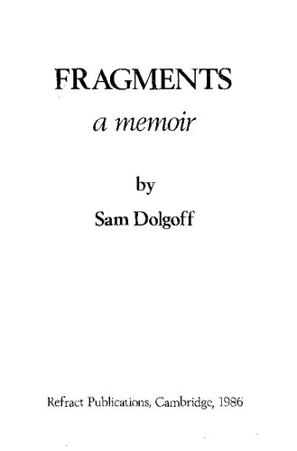 Fragments: A Memoir