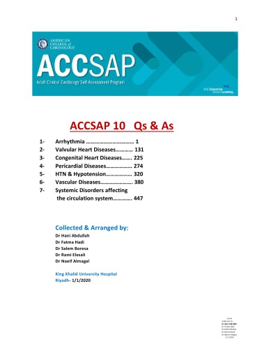 Adult Clinical Cardiology – Self-Assessment Program (ACCSAP 10)