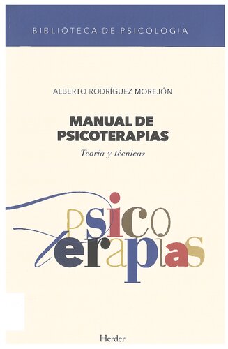 Manual de psicoterapias: Teoría y técnicas