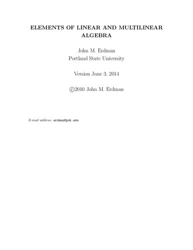 Elements of linear and multilinear algebra