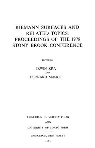 Riemann surfaces and related topics. Proc. 1978 Stony Brook conf.