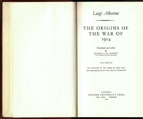 The Origins of the War in 1914 Vol.3