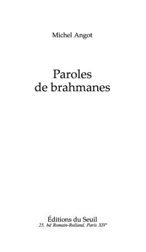 Paroles de brahmanes