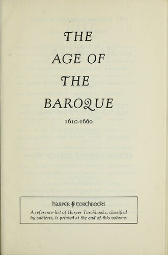 The Age of the Baroque, 1610-1660