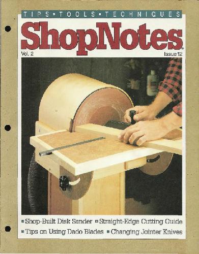 Woodworking Shopnotes 012 - Shop Built Disk Sander