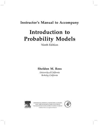 Instructor's Manual to Accompany Introduction to Probability Models