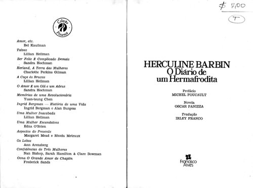 Herculine Barbin: o diário de um hermafrodita