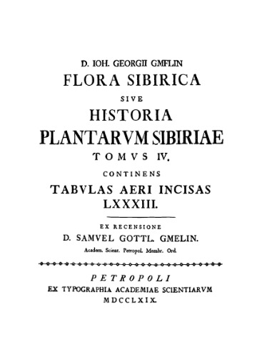 Flora Sibirica sive Histiria Plantarum Sibireae