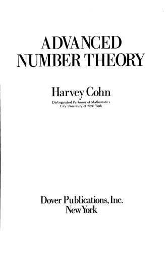 Advanced Number Theory