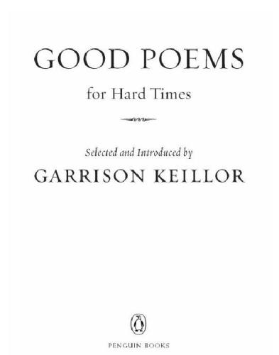 Good Poems for Hard Times