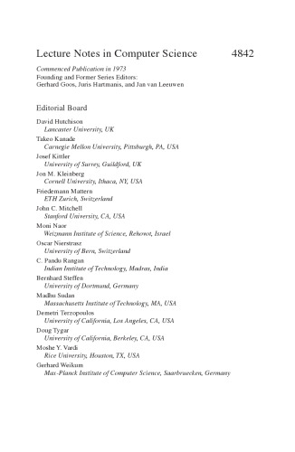 Advances in Visual Computing: Third International Symposium, ISVC 2007, Lake Tahoe, NV, USA, November 26-28, 2007, Proceedings, Part II