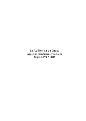 La Audiencia de Quito. Aspectos económicos y sociales (Siglo XVI-XVIII)