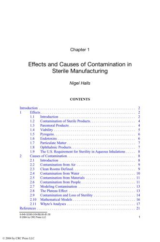 Microbiological Contamination Control in Pharmaceutical Clean Rooms