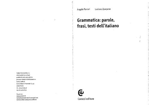 Grammatica: parole, frasi, testi dell'italiano