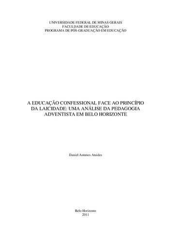 A Educação confessional face ao princípio da laicidade, uma análise da pedagogia adventista em Belo Horizonte