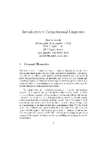 Introduction to computational linguistics