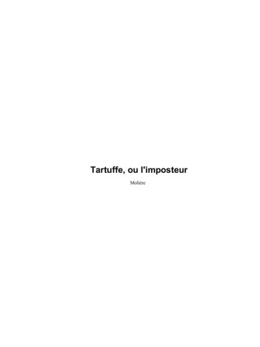 TARTUFFE, OU L'IMPOSTEUR: comedie