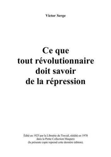 Ce que tout révolutionnaire doit savoir de la répression'