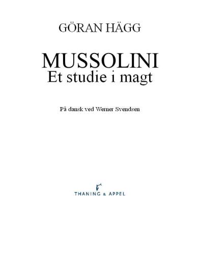 Mussolini – Et studie i magt