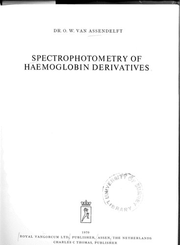 Spectrophotometry of Haemoglobin Derivatives