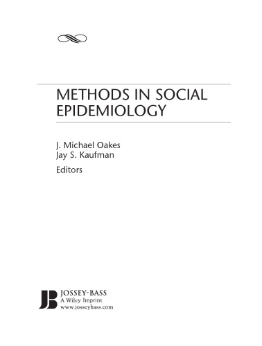 Methods in Social Epidemiology