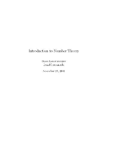 Introduction to Number Theory