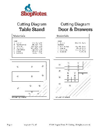 Woodworking Shopnotes 085 - Cutting Diagram