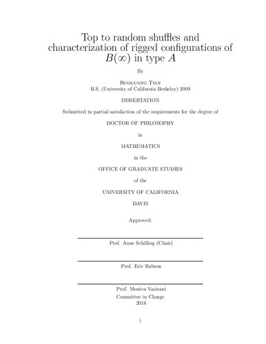 Top to random shuffles and characterization of rigged configurations of B(infinity) in type A