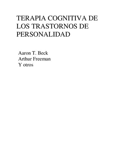 Terapia cognitiva de los trastornos de la personalidad