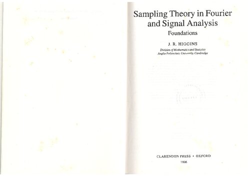 Sampling Theory in Fourier and Signal Analysis-Foundations