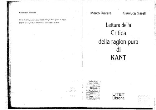 Lettura della Critica della ragion pura di Kant