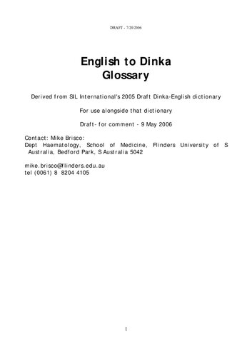 English to Dinka Glossary