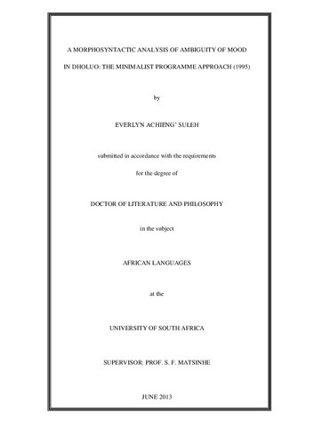 A morphosyntactic analysis of ambiguity of mood in Dholuo: the minimalist programme approach