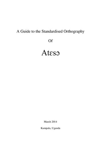 A Guide to the Standardised Orthography Of Atɛsɔ