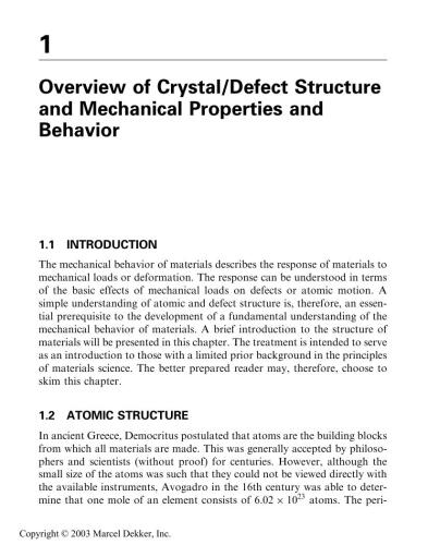 Mechanical Properties of Engineered Materials