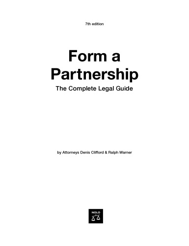 Form a partnership the complete legal guide