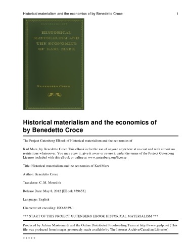 Historical materialism and the economics of karl marx (classic reprint)