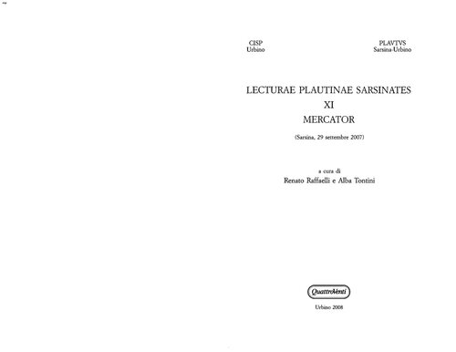 Lecturae Plautinae Sarsinates 11: Mercator