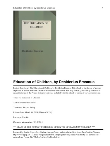 Desiderius Erasmus concerning the aim and method of education