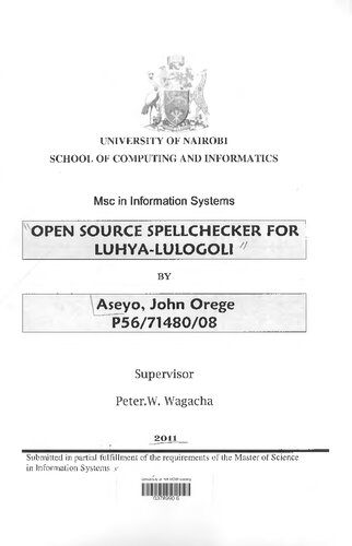 Open source spellchecker for Luhya-Lulogoli