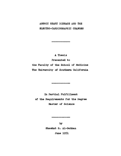 Anemic heart disease and the electrocardio-graphic changes