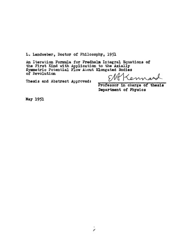 An iteration formula for Fredholm integral equations of the first kind with application to the axially symmetric potential flow about elongated bodies of revolution