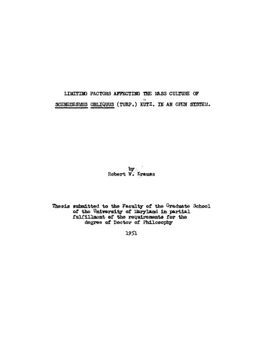 Limiting factors affecting the mass culture of Scenedesmus obliquus (Turp.) Kütz. in an open system