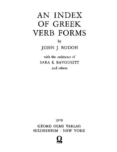 Index of Greek Verb Forms