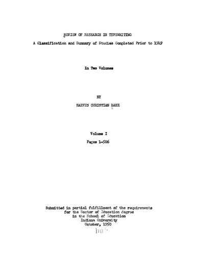 Review of research in typewriting: A classification and summary of studies completed prior to 1949