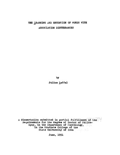 The learning and retention of words with association disturbances