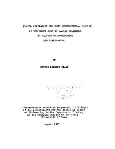 Floral Initiation and Some Compositional Changes in the Shoot Apex of Salvia Splendens as Related To Photoperiod and Temperature